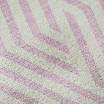 5' X 8' Pink And Ivory Geometric Washable Area Rug With UV Protection