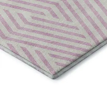 8' X 10' Pink And Ivory Geometric Washable Area Rug With UV Protection