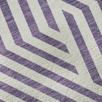 8' X 10' Purple And Ivory Geometric Washable Area Rug With UV Protection