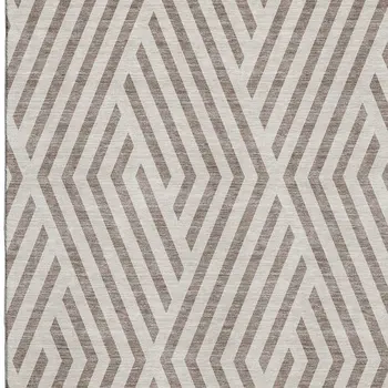 3' X 5' Taupe And Ivory Geometric Washable Area Rug With UV Protection