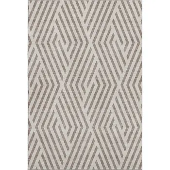 8' X 10' Taupe And Ivory Geometric Washable Area Rug With UV Protection