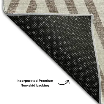 8' X 10' Taupe And Ivory Geometric Washable Area Rug With UV Protection