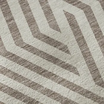 8' X 10' Taupe And Ivory Geometric Washable Area Rug With UV Protection