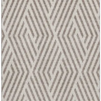 8' X 10' Taupe And Ivory Geometric Washable Area Rug With UV Protection