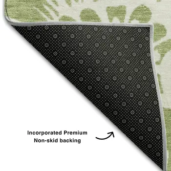 3' X 5' Fern Green And Ivory Floral Washable Area Rug With UV Protection