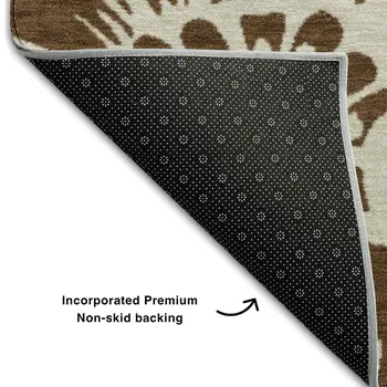 8' X 10' Brown And Ivory Floral Washable Area Rug With UV Protection