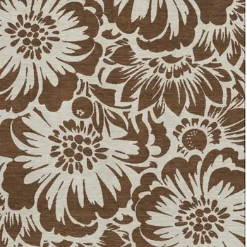 8' X 10' Brown And Ivory Floral Washable Area Rug With UV Protection