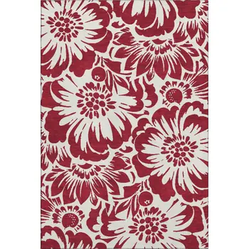 3' X 5' Burgundy And Ivory Floral Washable Area Rug With UV Protection