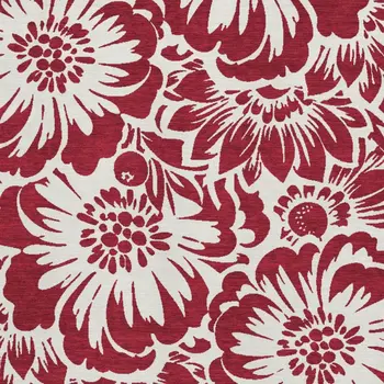 9' X 12' Burgundy And Ivory Floral Washable Area Rug With UV Protection