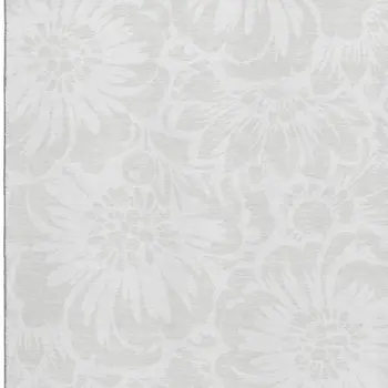 5' X 8' Ivory And Cream Floral Washable Area Rug With UV Protection