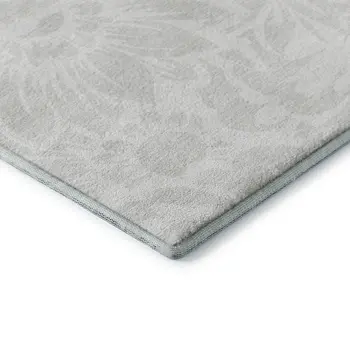 8' Ivory And Cream Floral Washable Round Rug With UV Protection