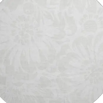 8' Ivory And Cream Floral Washable Round Rug With UV Protection