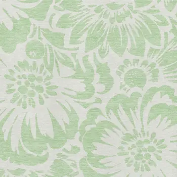3' X 5' Mint Green And Ivory Floral Washable Area Rug With UV Protection