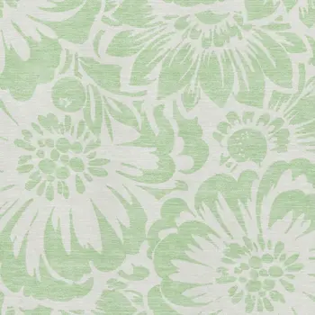 9' X 12' Mint Green And Ivory Floral Washable Area Rug With UV Protection