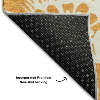 5' X 8' Orange And Ivory Floral Washable Area Rug With UV Protection