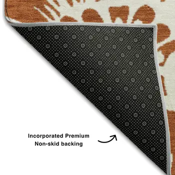 8' X 10' Rust And Ivory Floral Washable Area Rug With UV Protection