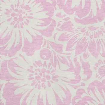 8' X 10' Pink And Ivory Floral Washable Area Rug With UV Protection