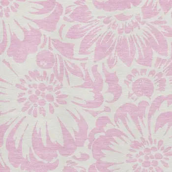 9' X 12' Pink And Ivory Floral Washable Area Rug With UV Protection
