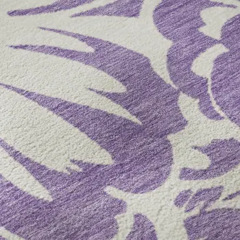 8' X 10' Purple And Ivory Floral Washable Area Rug With UV Protection