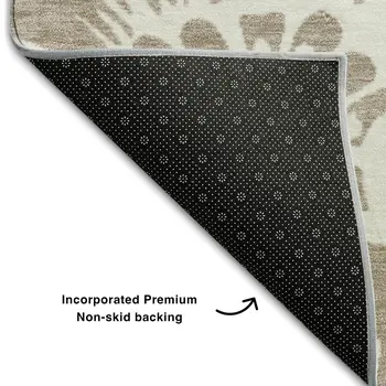 8' X 10' Taupe And Ivory Floral Washable Area Rug With UV Protection