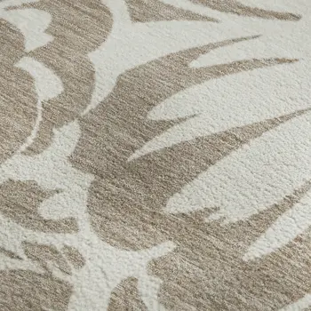 8' X 10' Taupe And Ivory Floral Washable Area Rug With UV Protection