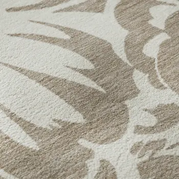 10' X 14' Taupe And Ivory Floral Washable Area Rug With UV Protection