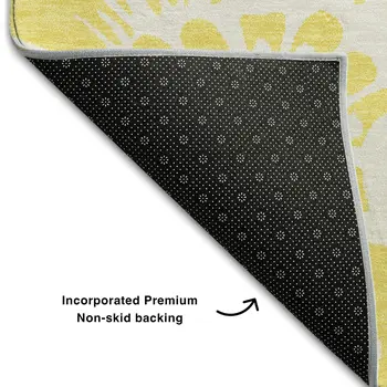 3' X 5' Yellow And Ivory Floral Washable Area Rug With UV Protection