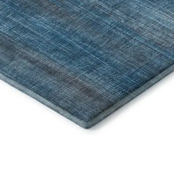 5' X 8' Blue And Gray Striped Washable Area Rug With UV Protection