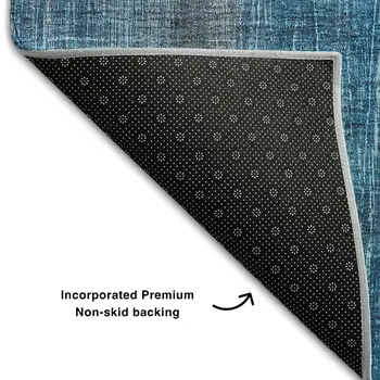 8' X 10' Blue And Gray Striped Washable Area Rug With UV Protection