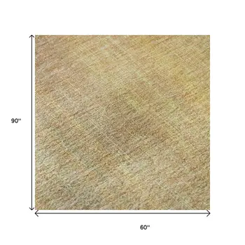5' X 8' Blush And Gold Striped Washable Area Rug With UV Protection