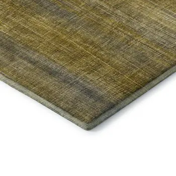 5' X 8' Chocolate And Gold Striped Washable Area Rug With UV Protection
