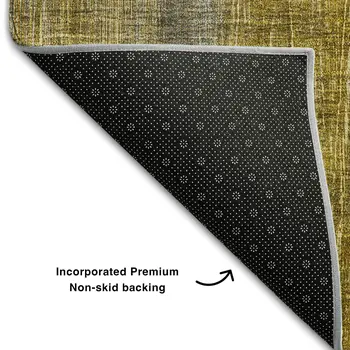 8' Chocolate And Gold Striped Washable Round Rug With UV Protection