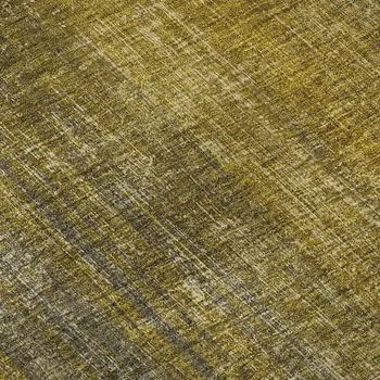 8' Chocolate And Gold Striped Washable Round Rug With UV Protection