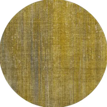8' Chocolate And Gold Striped Washable Round Rug With UV Protection