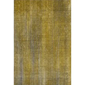 10' X 14' Chocolate And Gold Striped Washable Area Rug With UV Protection