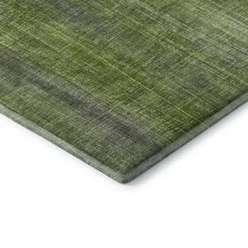 8' Green And Gray Striped Washable Round Rug With UV Protection