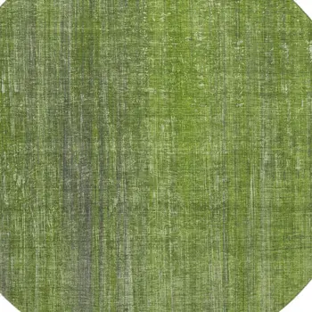 8' Green And Gray Striped Washable Round Rug With UV Protection