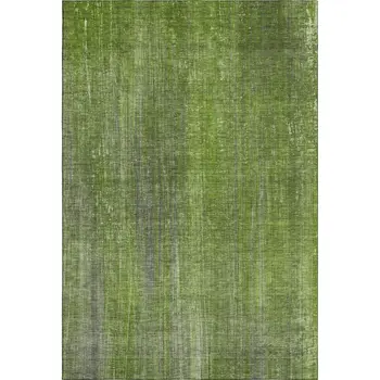 9' X 12' Green And Gray Striped Washable Area Rug With UV Protection