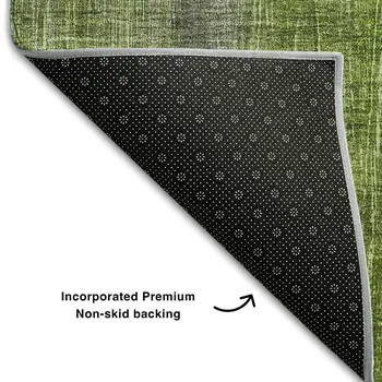 9' X 12' Green And Gray Striped Washable Area Rug With UV Protection
