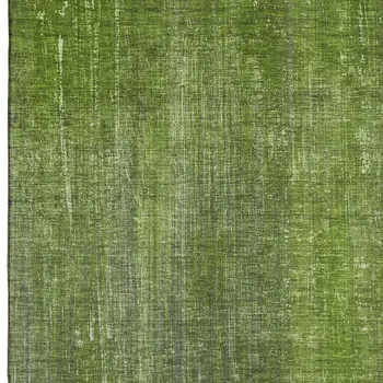 9' X 12' Green And Gray Striped Washable Area Rug With UV Protection