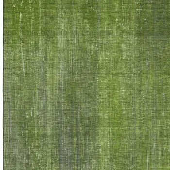 9' X 12' Green And Gray Striped Washable Area Rug With UV Protection