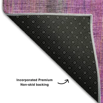 8' X 10' Lilac And Blush Striped Washable Area Rug With UV Protection