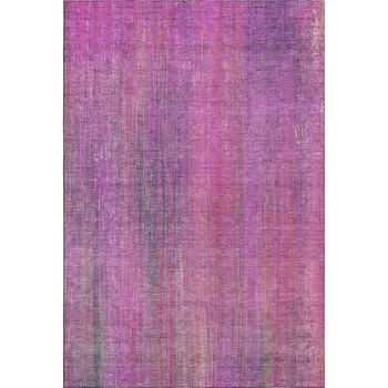 9' X 12' Lilac And Blush Striped Washable Area Rug With UV Protection