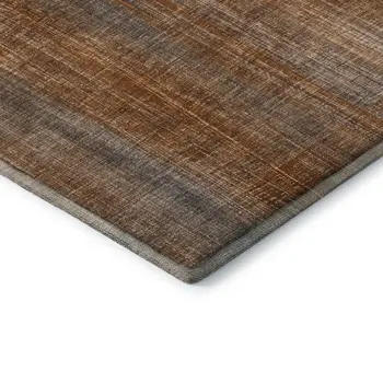 10' X 14' Rust And Gray Striped Washable Area Rug With UV Protection