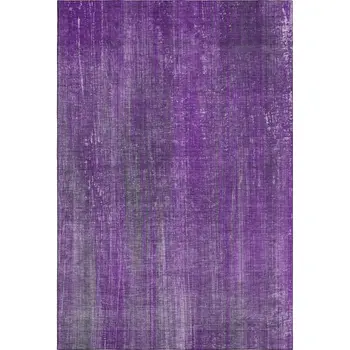 3' X 5' Purple And Ivory Striped Washable Area Rug With UV Protection