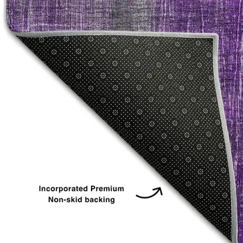 8' X 10' Purple And Ivory Striped Washable Area Rug With UV Protection