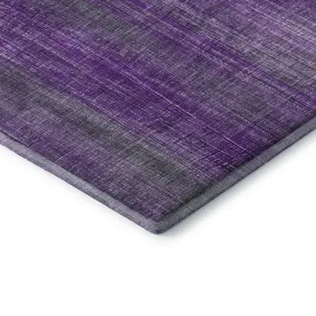 8' X 10' Purple And Ivory Striped Washable Area Rug With UV Protection