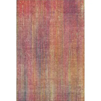 5' X 8' Red Yellow And Orange Striped Washable Area Rug With UV Protection