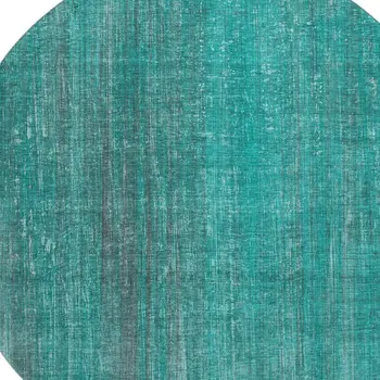 8' Teal And Ivory Striped Washable Round Rug With UV Protection