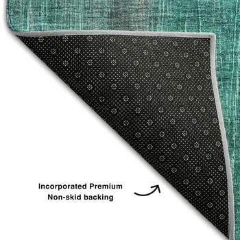 8' X 10' Teal And Ivory Striped Washable Area Rug With UV Protection